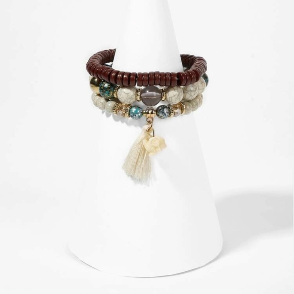 Elephant and Tassel Bracelet Set